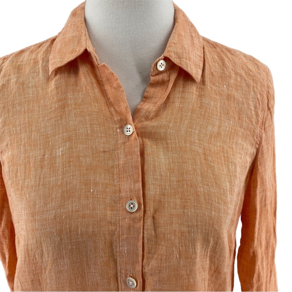 J. Jill Peach Linen Button Up Long Sleeve Tunic Shirt - Picture 2 of 6